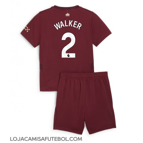 Camisa de Futebol Manchester City Kyle Walker #2 Equipamento Alternativo Infantil 2024-25 Manga Curta (+ Calças curtas)